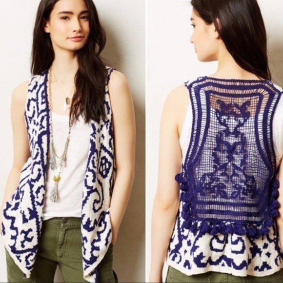 Anthropologie Moth Tursen Netted Tassel Ve… - Picture 1 of 10